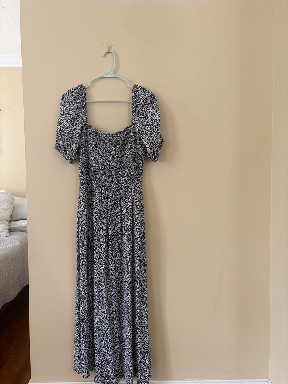 Madewell Black and White Floral Maxi Dress with Square Neck